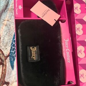 Juicy Couture Elegant Black Faux Fur Wristlet